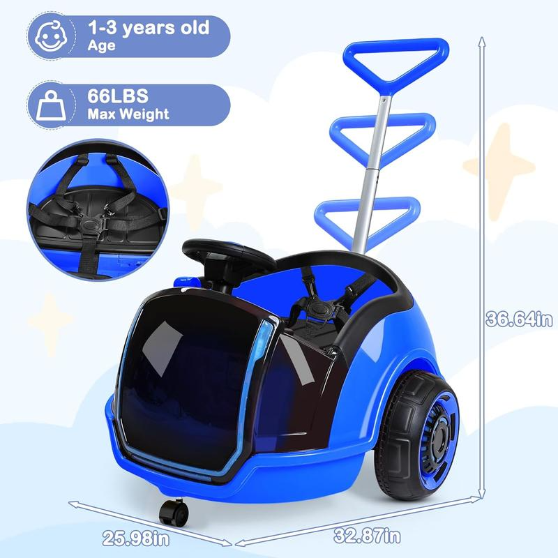 3 in 1 Electric Push Ride On Car for Toddlers with Remote Control