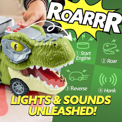 Dinosaur Transport Carrier Truck Toy with Pull Back Cars