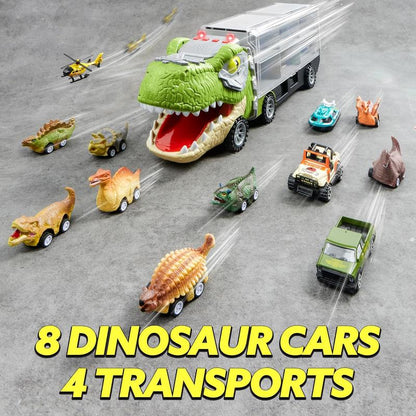 Dinosaur Transport Carrier Truck Toy with Pull Back Cars