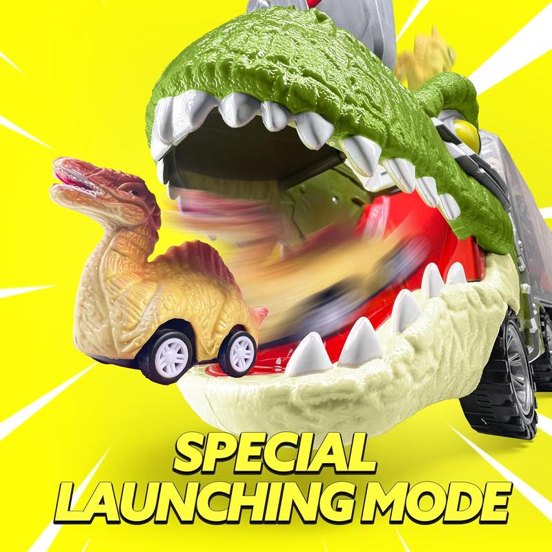 Dinosaur Transport Carrier Truck Toy with Pull Back Cars
