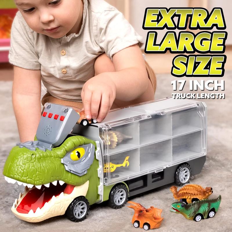 Dinosaur Transport Carrier Truck Toy with Pull Back Cars