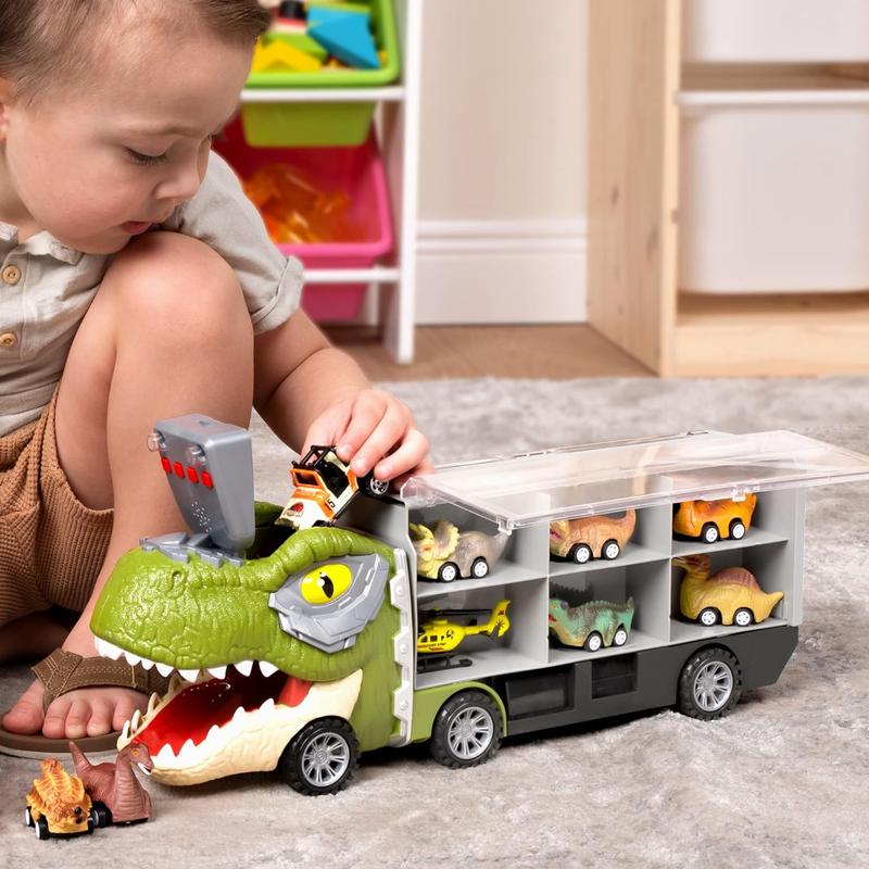 Dinosaur Transport Carrier Truck Toy with Pull Back Cars